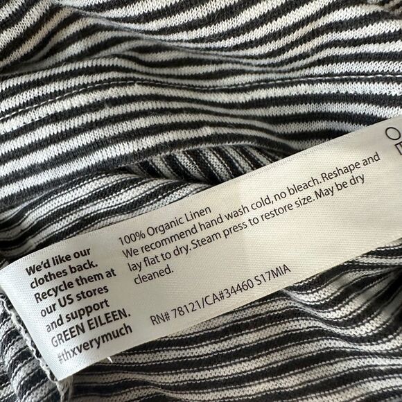 EILEEN FISHER 100% ORGANIC LINEN SHORT SLEEVE STRIPED T- SHIRT TOP Petite Small - Picture 9 of 10